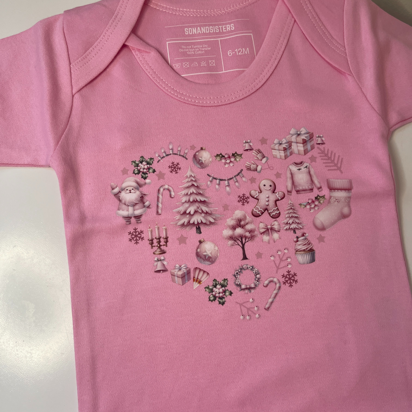 Pink Christmas Charm Baby Vest