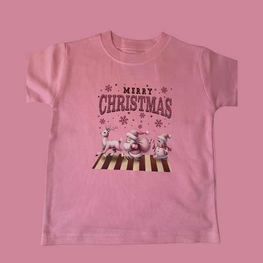 Merry Christmas Pink T-shirt