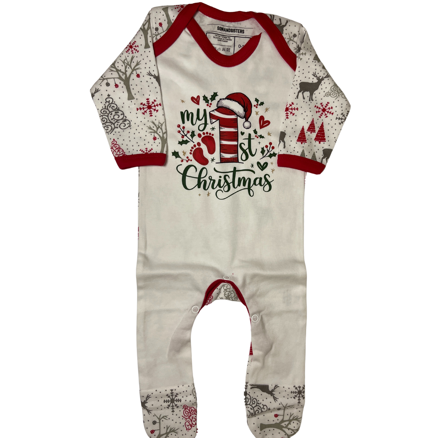 My First Christmas Footed Baby Sleepsuit