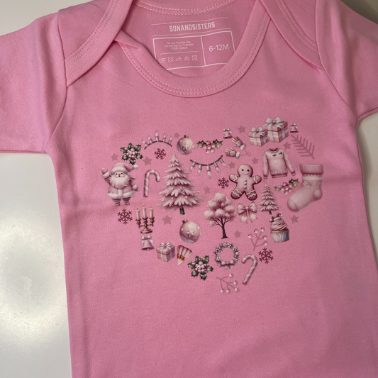 Pink Christmas Charm Baby Vest